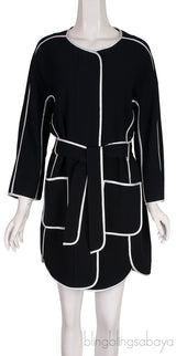 Pipe Detail Belt Coat