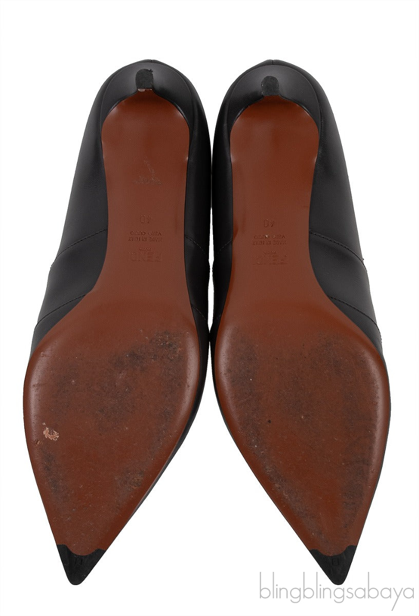 FF Brown Monogram Zucca Logo Print Kitten Boots