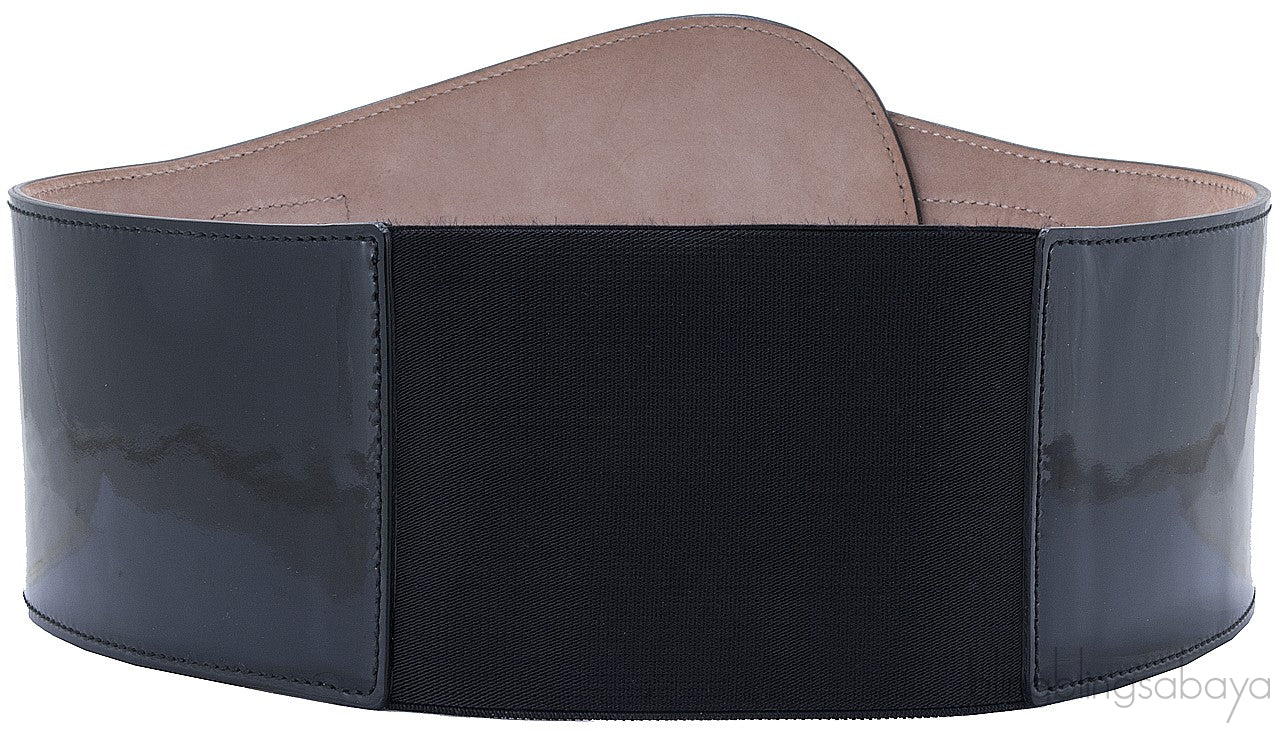 Black Patent Elastic Wide Belt