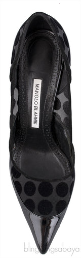 Black Mesh Polka Dot Heels