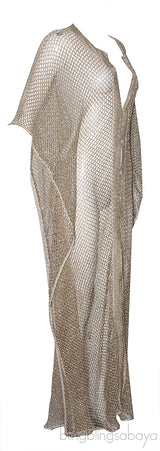 Metallic Gold Net Kaftan Dress