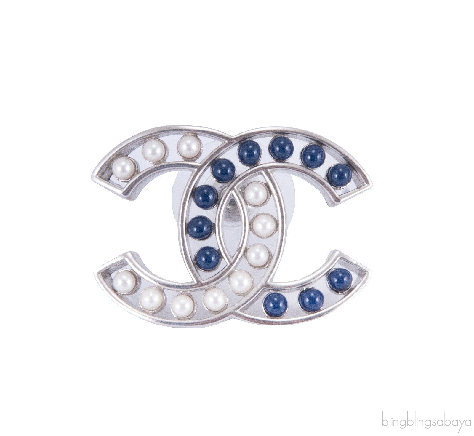 CC Pearl / Blue Stone Earrings