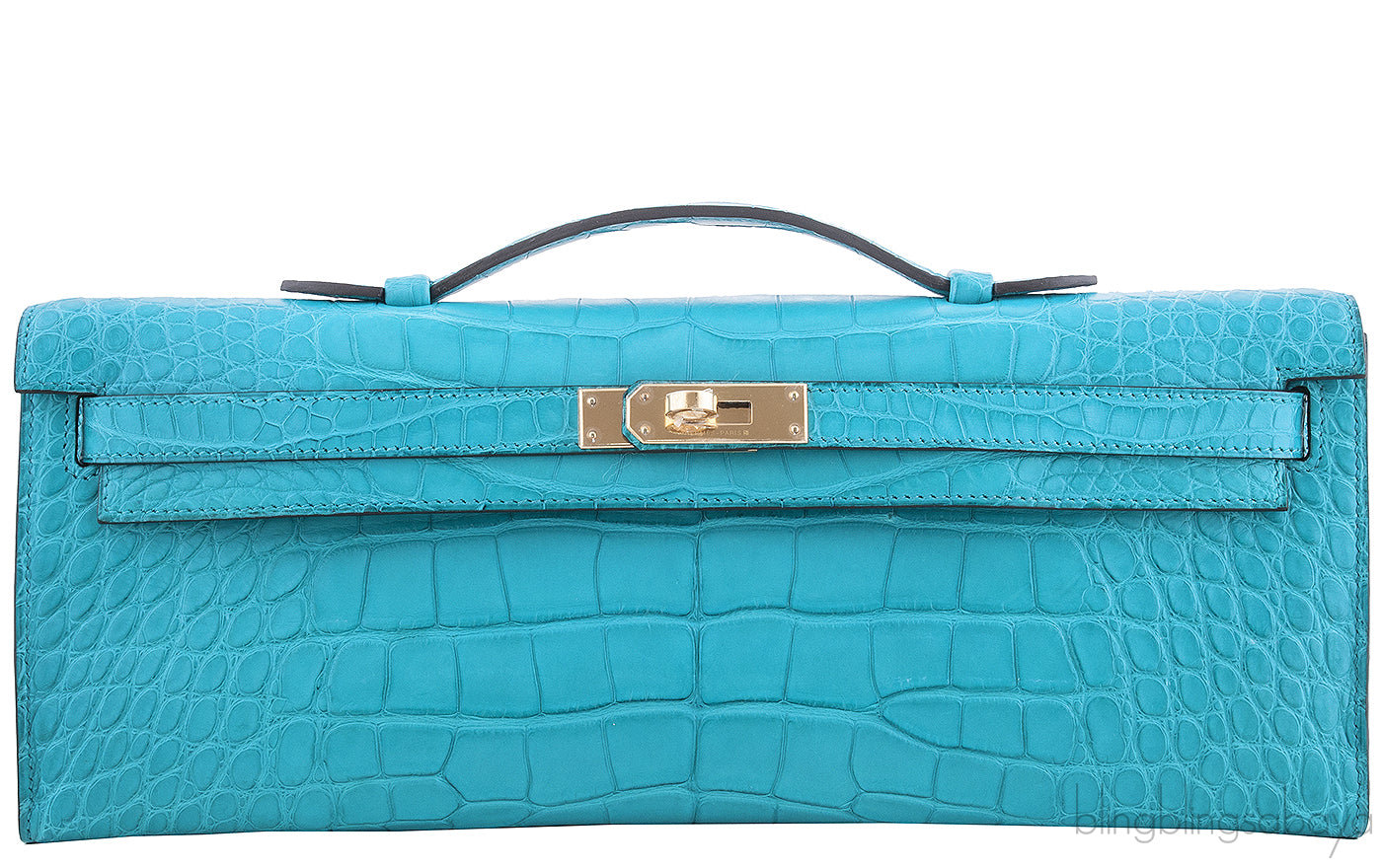 Kelly Cut Alligator Matte Bleu Paon