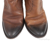 Brown Brogue Perforated High Boots