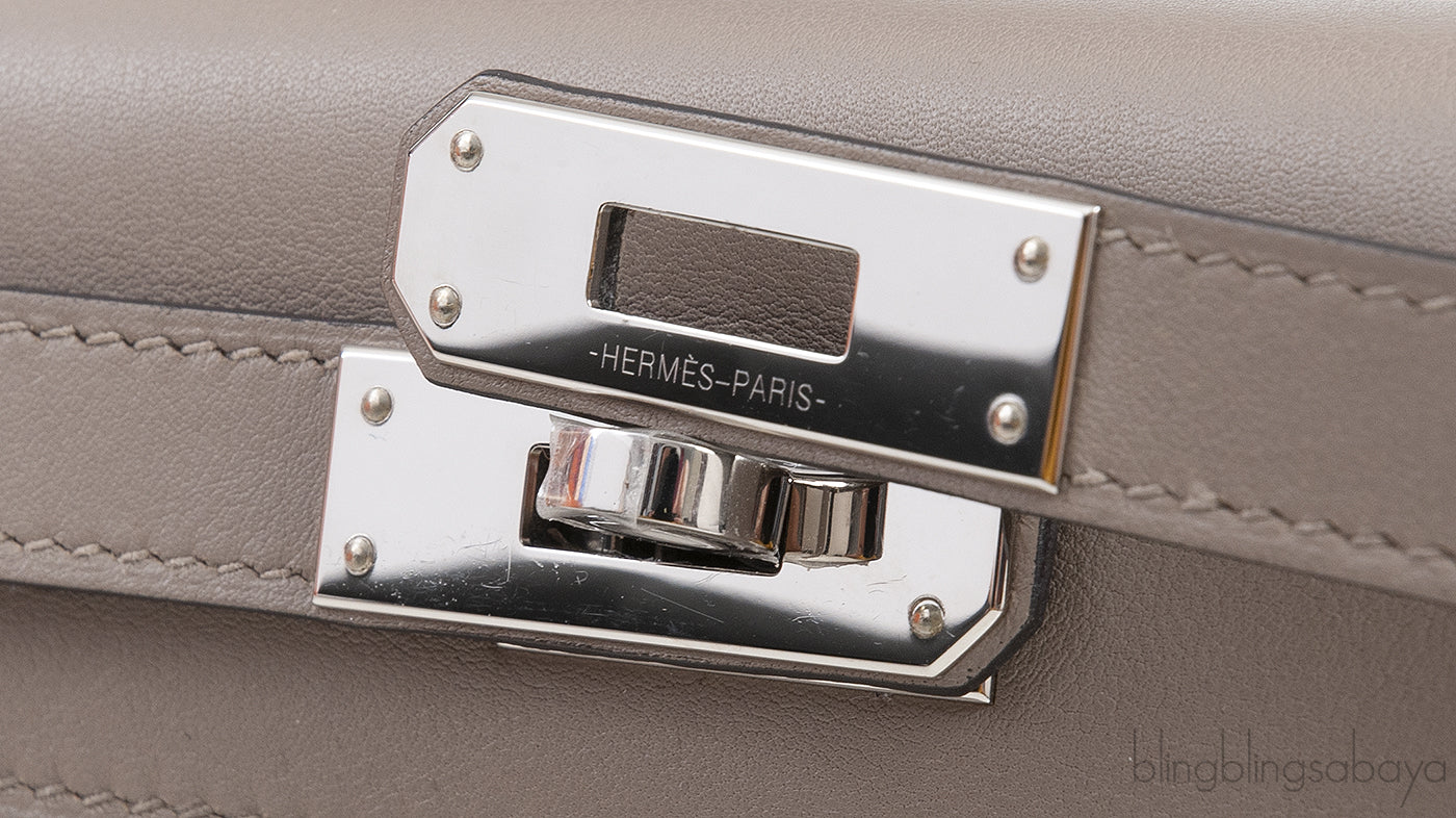 Kelly Cut Grey Asphalte Swift Clutch PHW