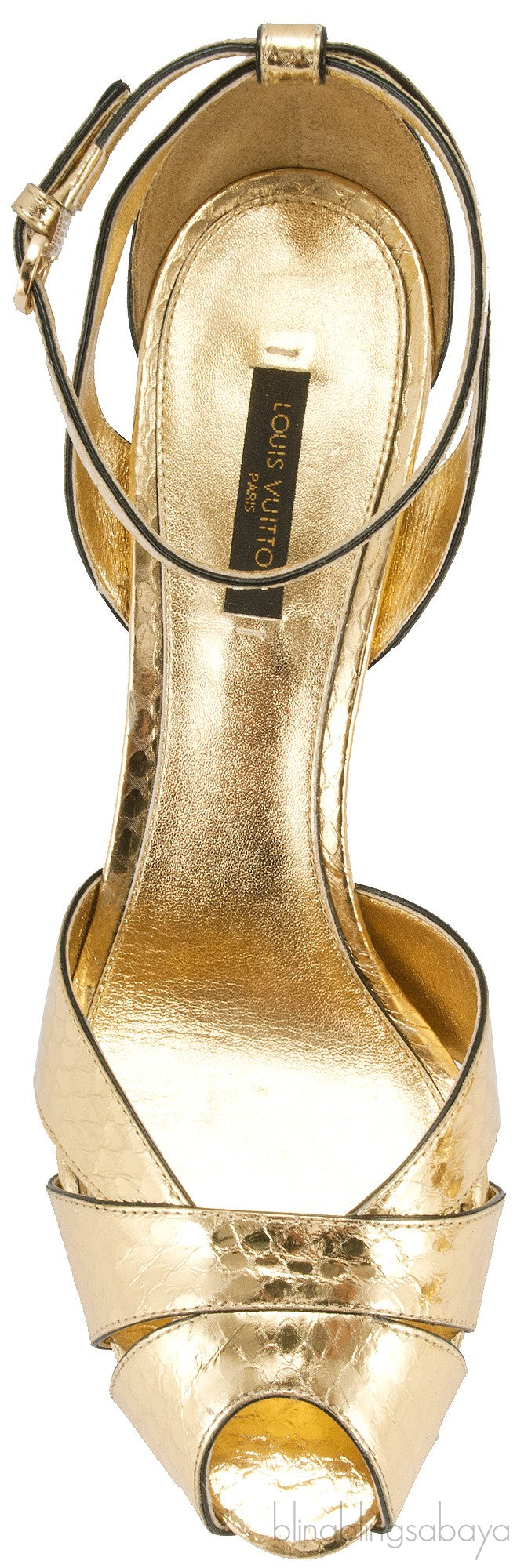 Gold Slingback Peep Toe Pump