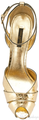 Gold Slingback Peep Toe Pump