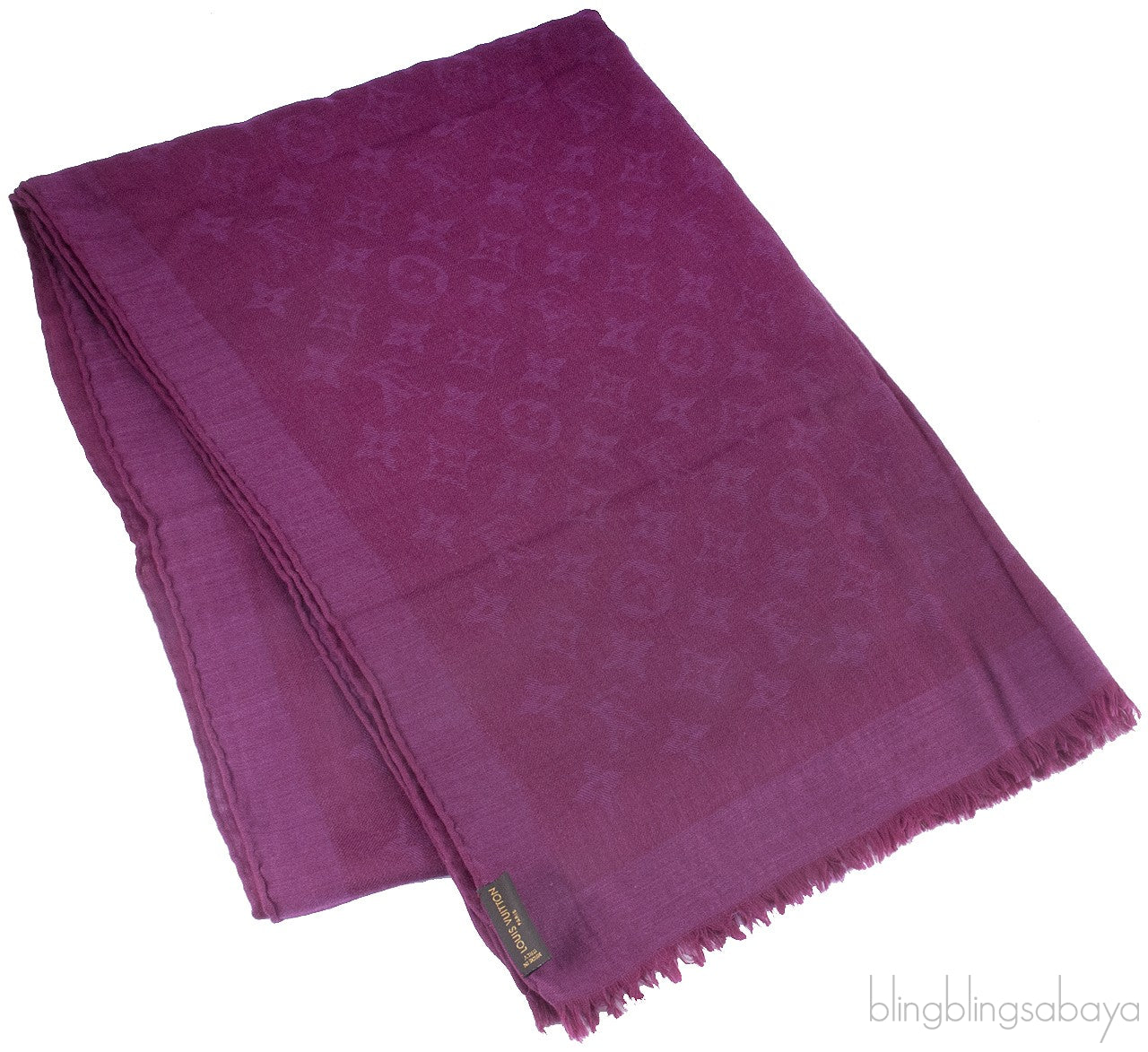 Monogram Purple Cashmere Shawl
