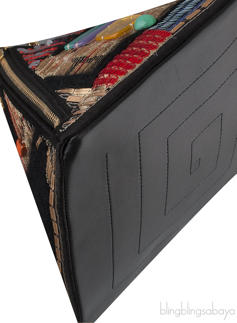Lambskin/PVC/Glass Pyramid Bag
