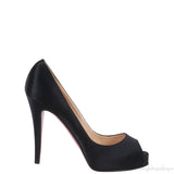 Christian Louboutin Prive Black Satin Peep Toe Pump