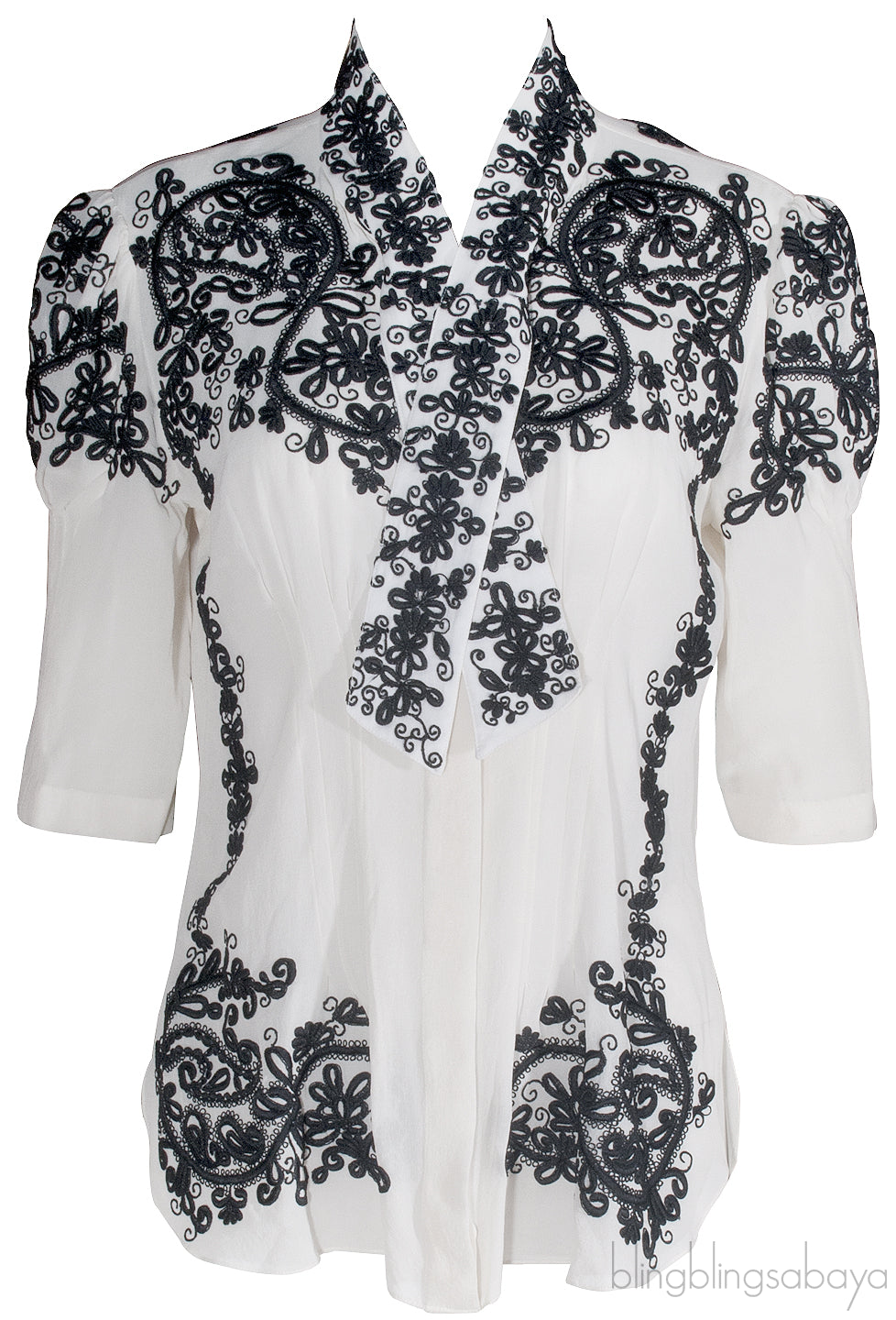 Silk Floral Embroidered Top