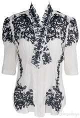 Silk Floral Embroidered Top