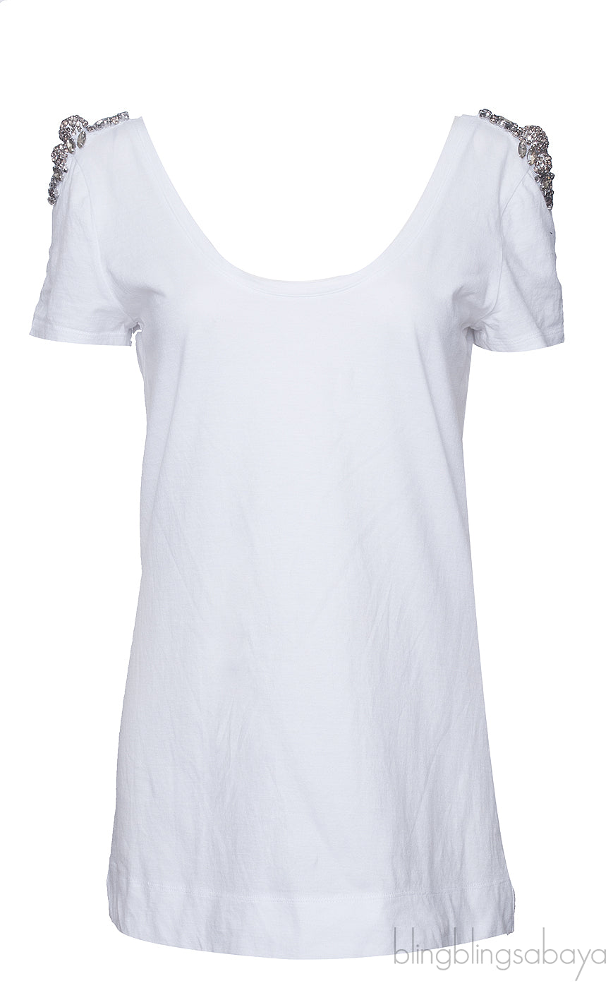 Crystal Emb. White T-shirt