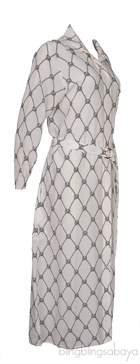 White Robe Printed Dress