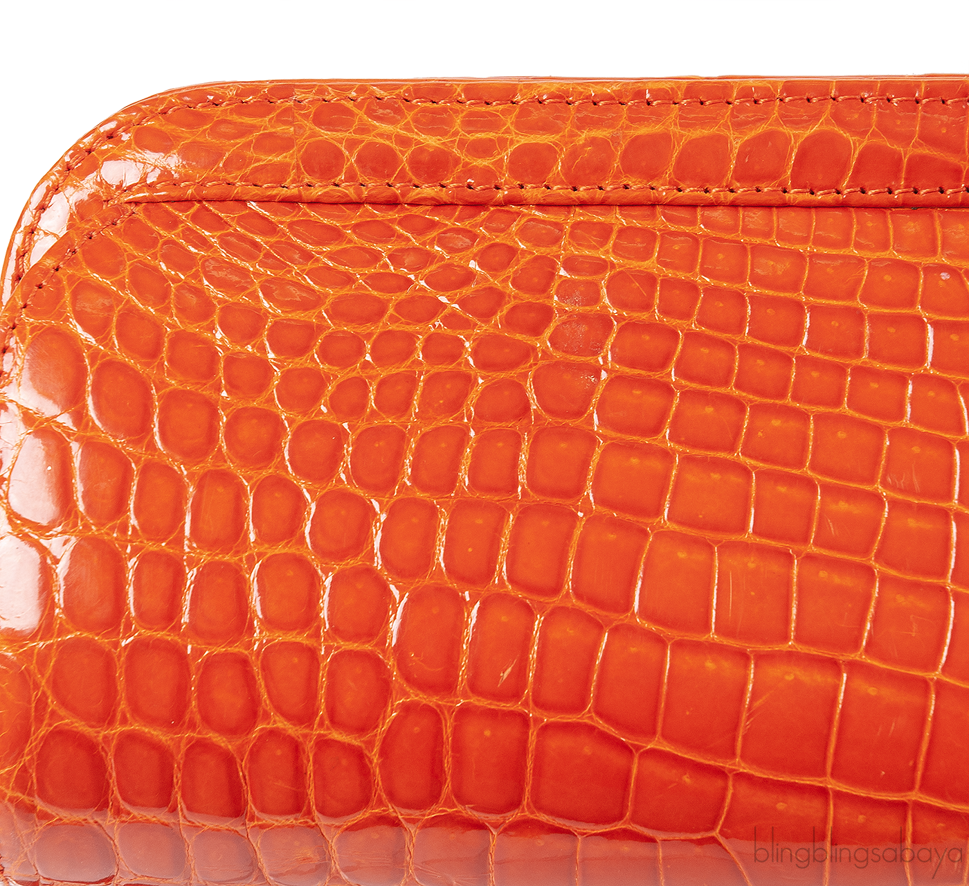 KWANPEN KP Homage Orange Trace Crocodile Long Clutch