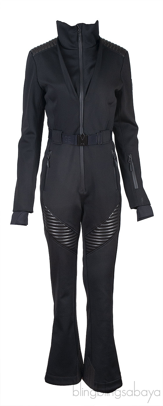 Mackage Black Elle Hooded Belted Shearling-trimmed Padded Ski Suit