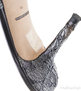 Grey Lace Crystal Vamp Slip-on Sandals
