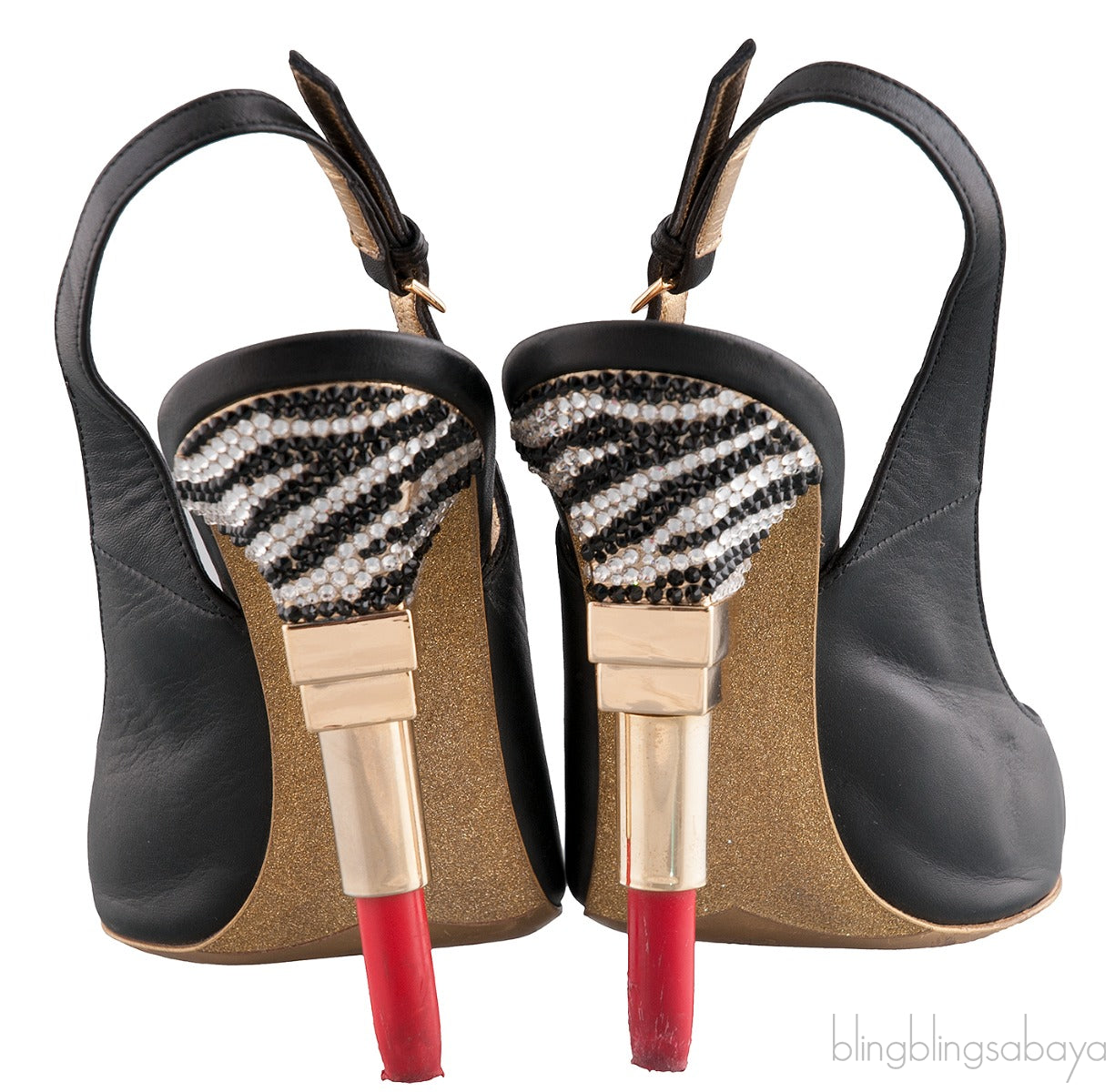 Black Pointed Slingback Lipstick Heels
