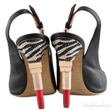 Black Pointed Slingback Lipstick Heels