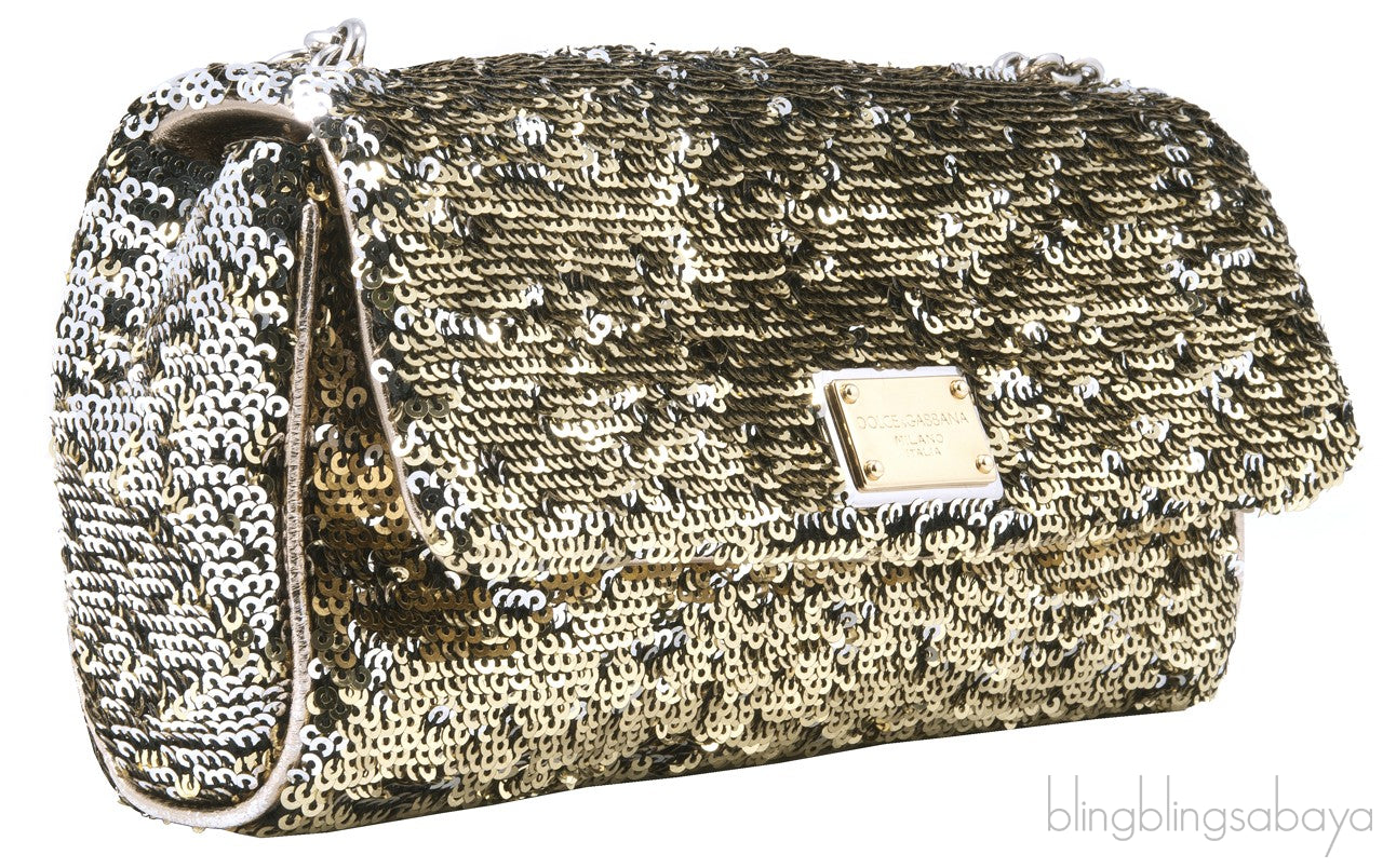 Sequined Leather Shoulder Bag