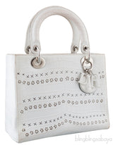 Christian Dior Lady Dior White Printed Crocodile Medium Bag