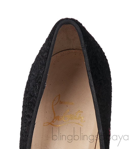 Christian Louboutin Maggie 140 Black Nappa & Pony Heels