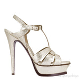 Tribute Gold Textured Leather Heels