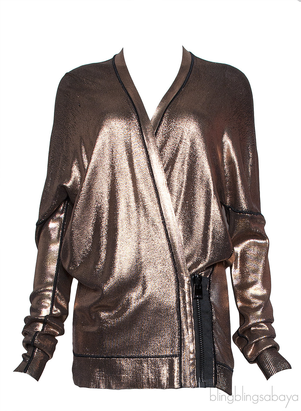 Metallic Copper Wrap Cardigan
