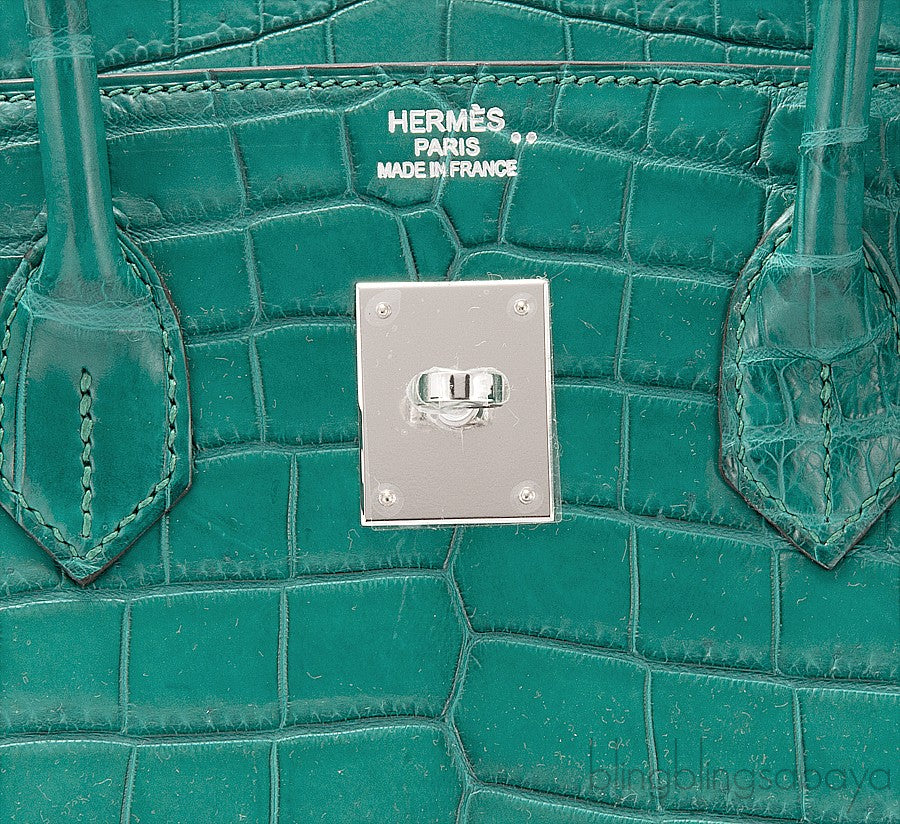 Birkin 35 Malachite Matte Crocodile