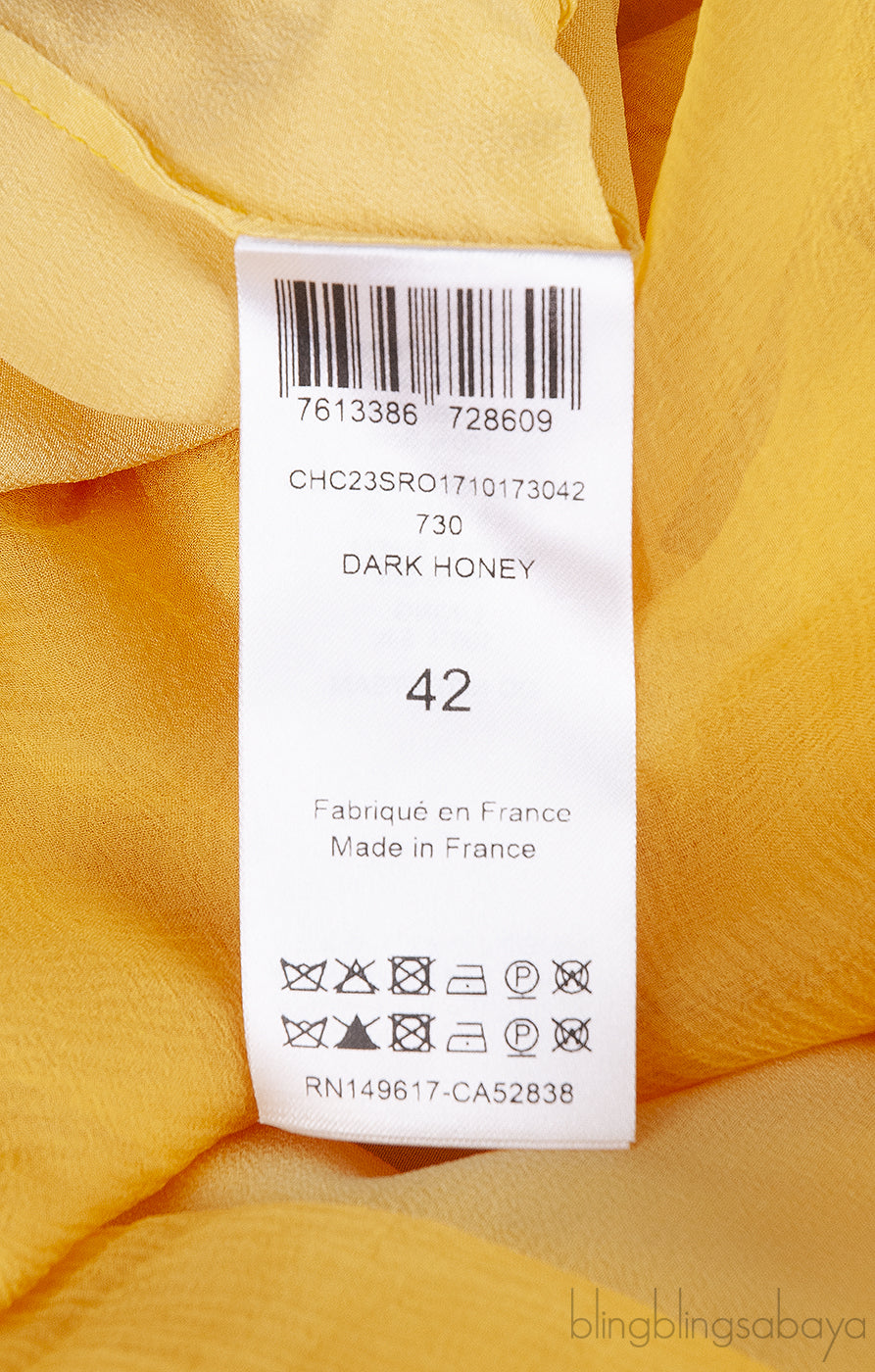 Dark Honey Pleated Silk Mousseline Maxi Dress