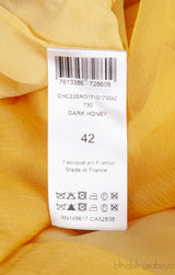Dark Honey Pleated Silk Mousseline Maxi Dress