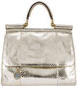 Miss Sicily Metallic Gold Snakeskin Bag