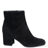 Black Suede Stacked Heels  Ankle Boots