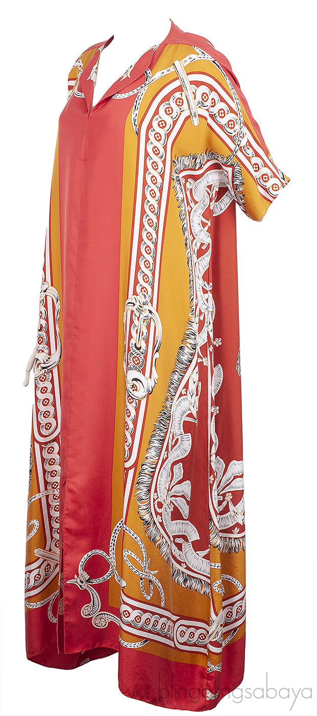 Hermes Silk Printed Multicolor Caftan Dress