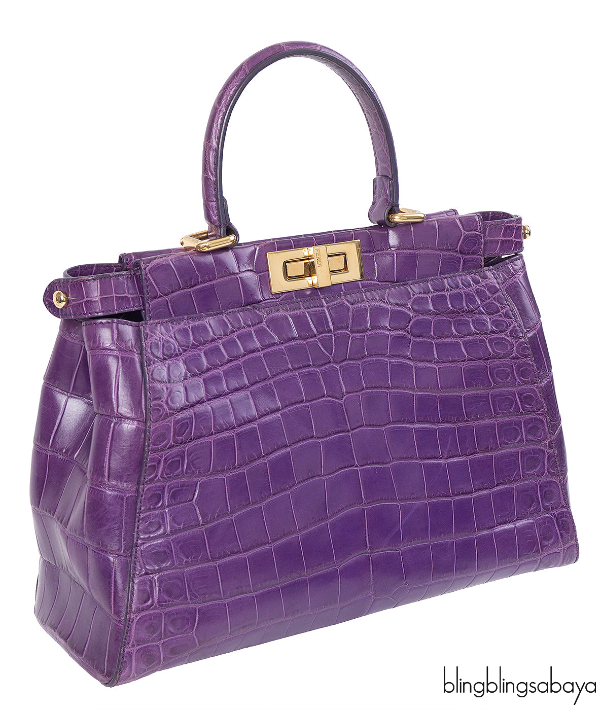 Fendi Purple Crocodile Medium Peekaboo GHW