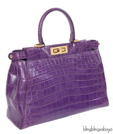 Fendi Purple Crocodile Medium Peekaboo GHW