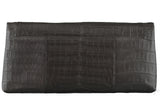 Grey Long Crocodile Clutch