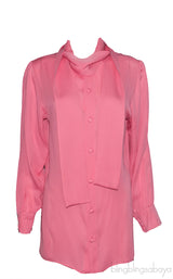 Pink Self-tie Long Sleeve Shirt