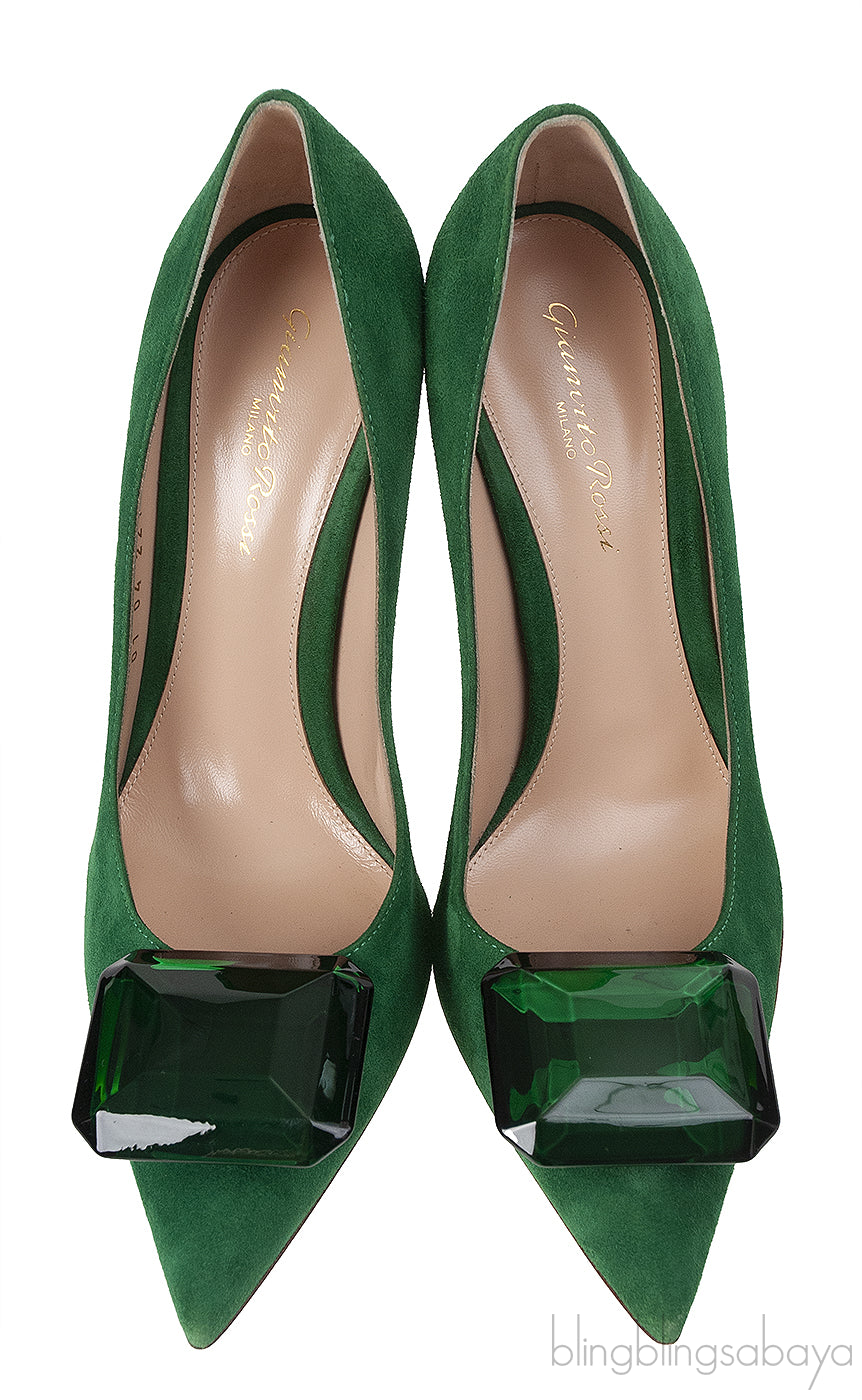 Gianvito Rossi Emerald Jaipur 105 Embellished Suede Pumps