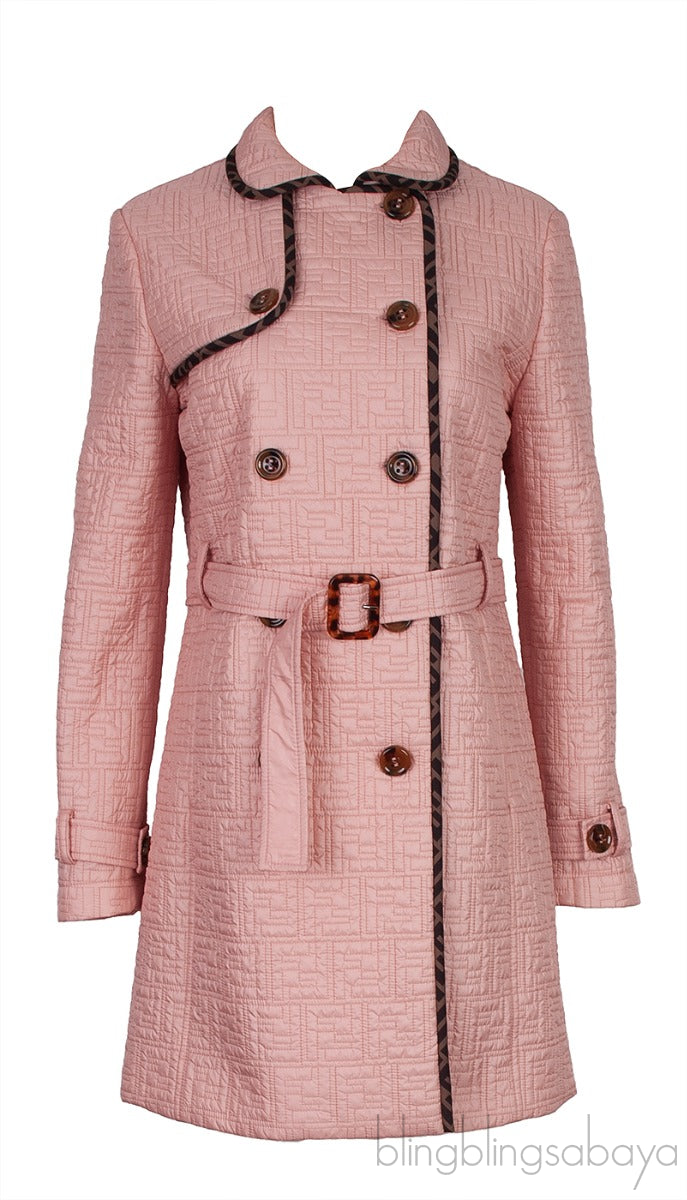 Fendi Mini Me FF Quilted Trim Kids Trench Coat