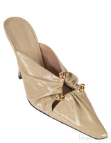 Beige Patent Leather Bunny Mules