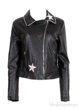 Black Crystal & Star Patch Emb Jacket
