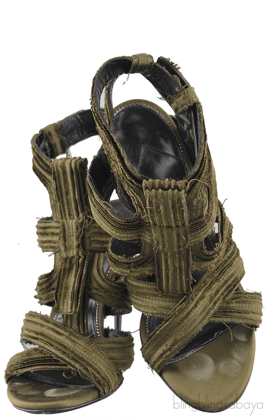 Moss Green Strappy Gladiator Sandals