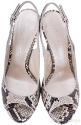 Natural Python Peep Toe Slingback