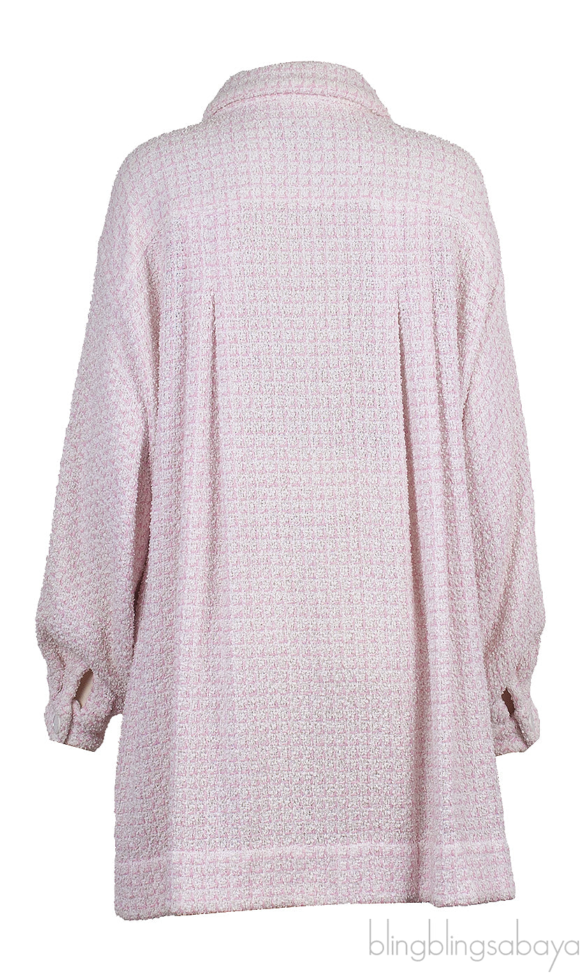 Chanel Pink & White Tweed Belted Dress