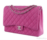 Fuchsia Pink Caviar Maxi Flap Bag