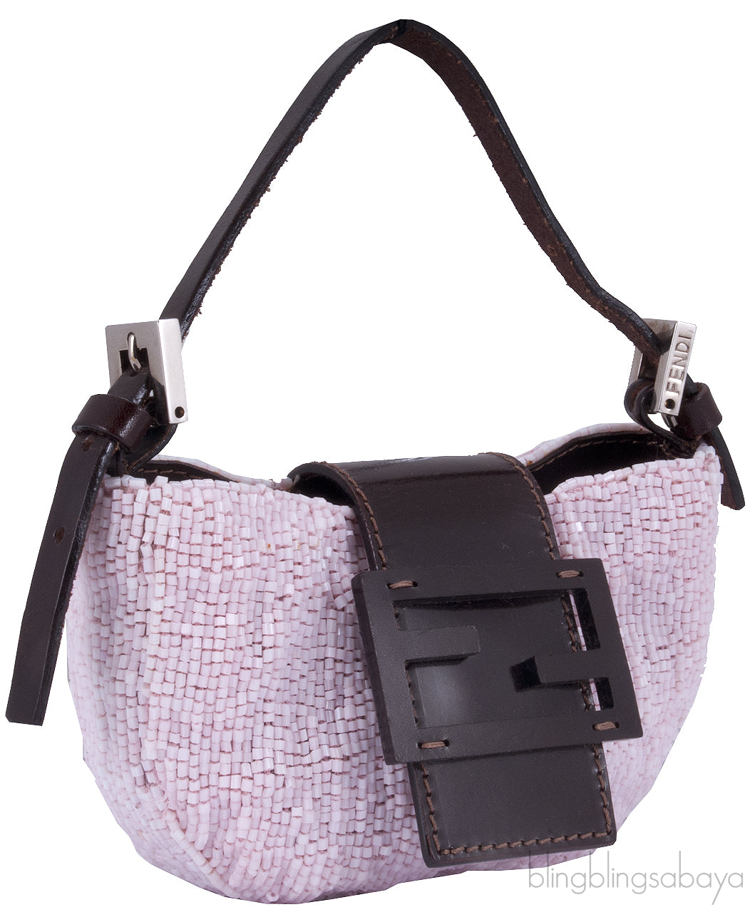 Pink Bead Mini Croissant Bag