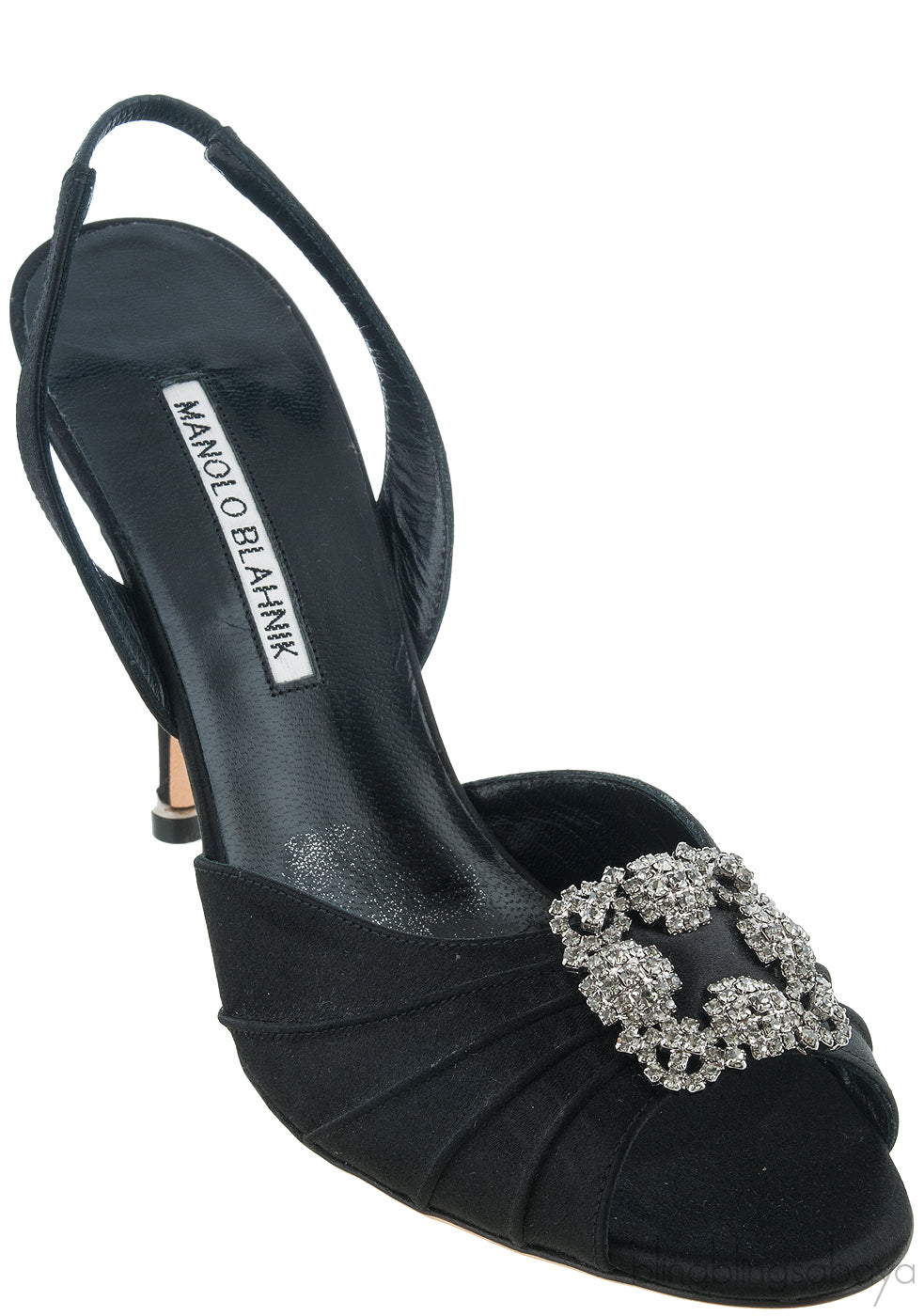 Manolo Blahnik Cassia Black Peep Slingback Pump