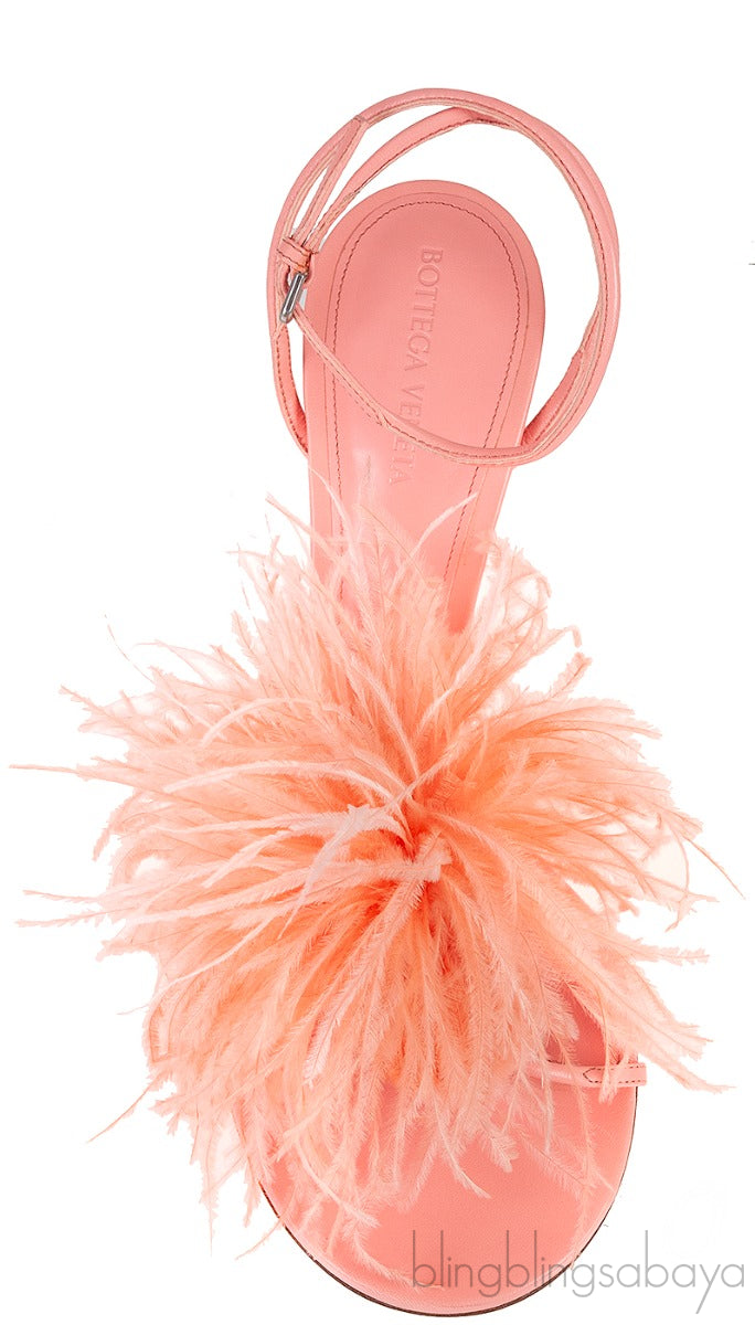 Dot Feather-trimmed Leather Sandals