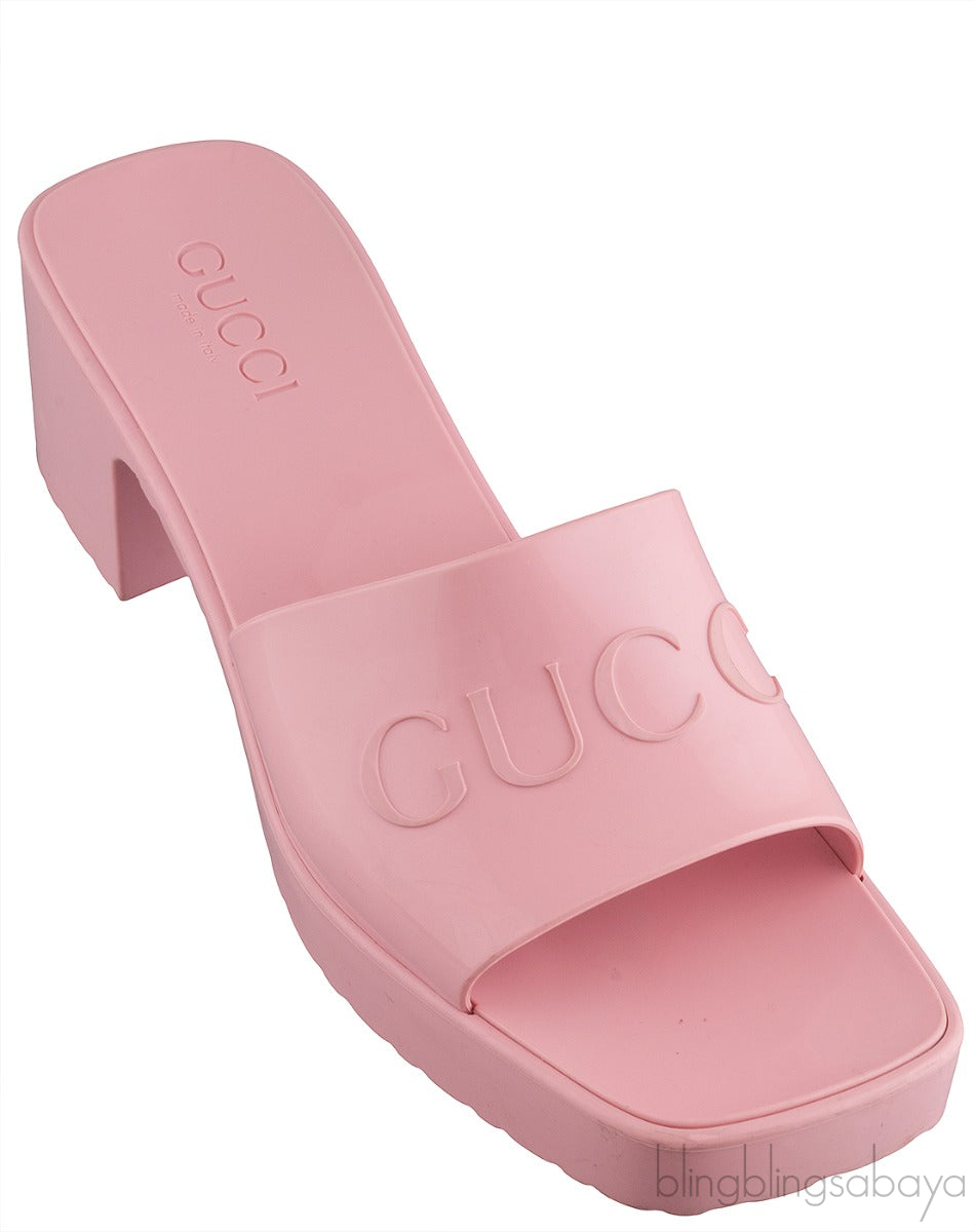 Pastel Pink Rubber Slide Sandals